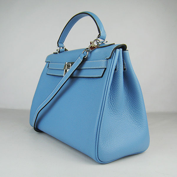 7A Replica Hermes Kelly 32cm Togo Leather Bag Light Blue 6108